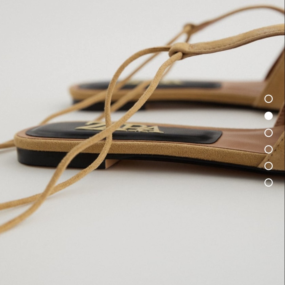 Zara tan color tied leather pointed mules - Picture 2 of 8